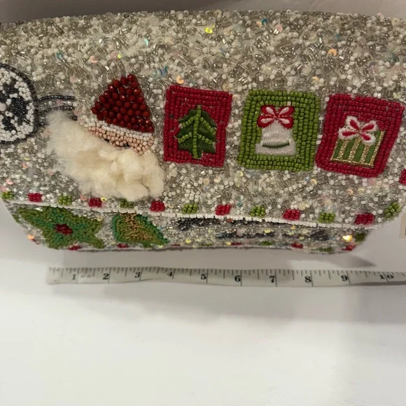 MADE IN INDIA Christmas beaded Shoulder Bag NWT - Picture 5 of 12